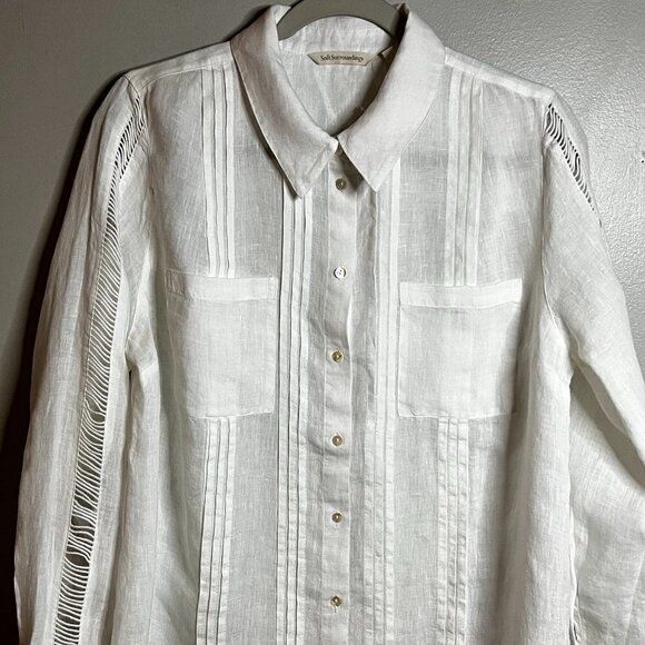 Soft Surroundings Bettina Shirt Size M in White color - Picture 5 of 6